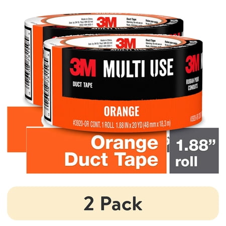 (2 pack) 3M Duct Tape, Orange, Multi Use, 1.88 in x 20 yd, 1 Roll