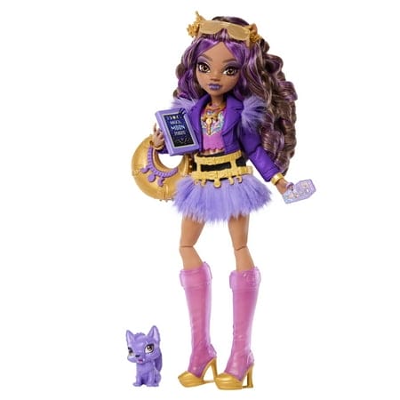 Monster High Clawdeen Wolf Fashion Doll in Furry Skirt with Pet