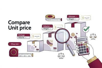 Comparing package sizes using unit price