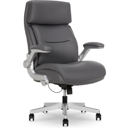 Shaquille O'Neal Cenzo Ergonomic Big and Tall Office Chair ,Flip-Up Arms PureSoft Upholstery High-Back Desk Chair with 400 lb Capacity, Gray