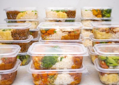 Prepared meals portioned into food containers
