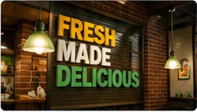 Subway-style restaurant counter and pickup atmosphere