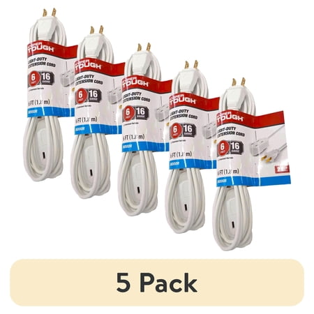 (5 pack) Hyper Tough 6FT 16AWG Indoor Household Extension Cord