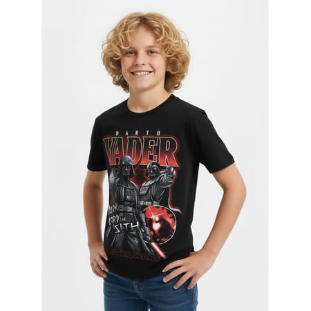Star Wars Boys Darth Vader Graphic Tee with Short Sleeves