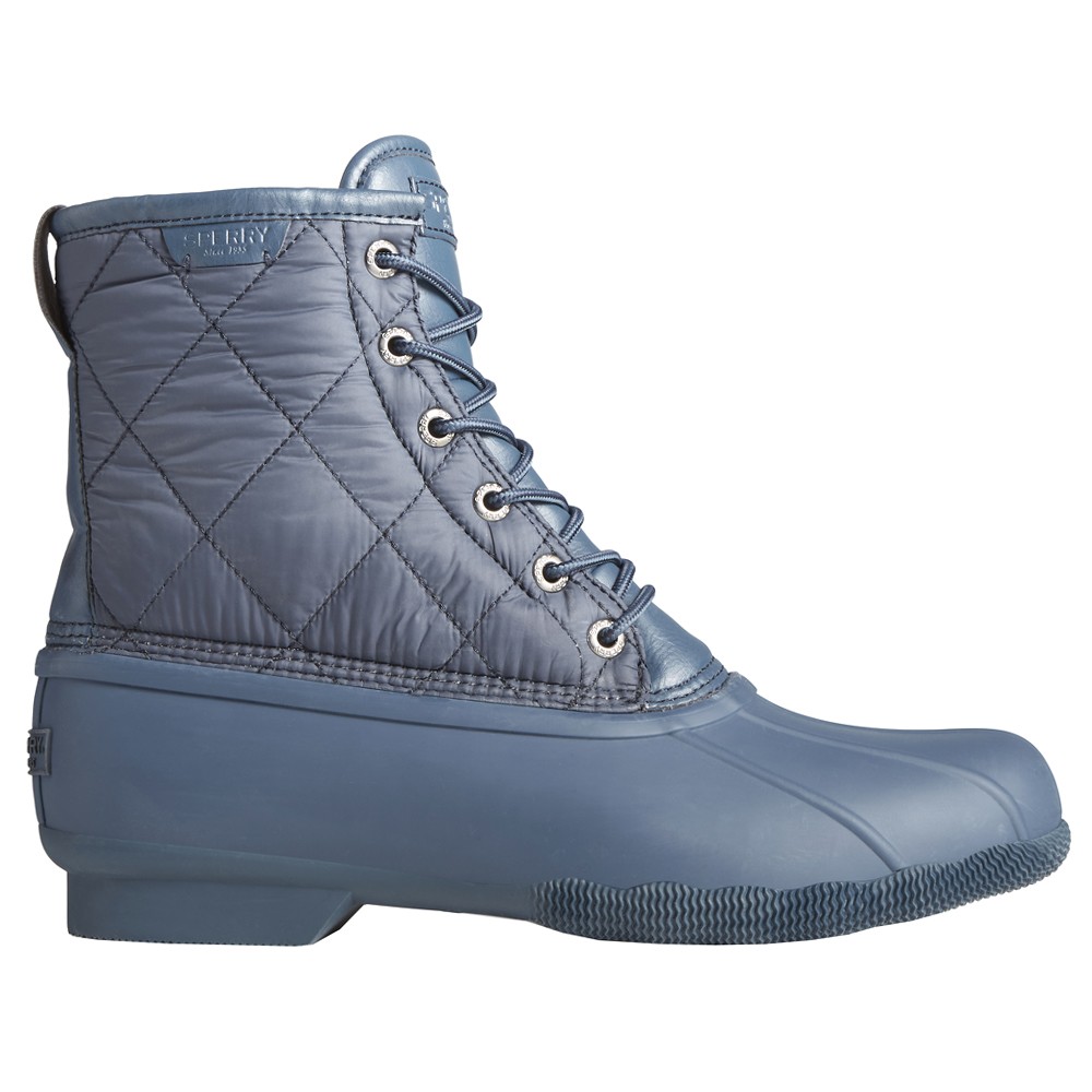 Sperry Saltwater Quilted Round Toe Duck Rain Mens Blue Casual Boots STS23703