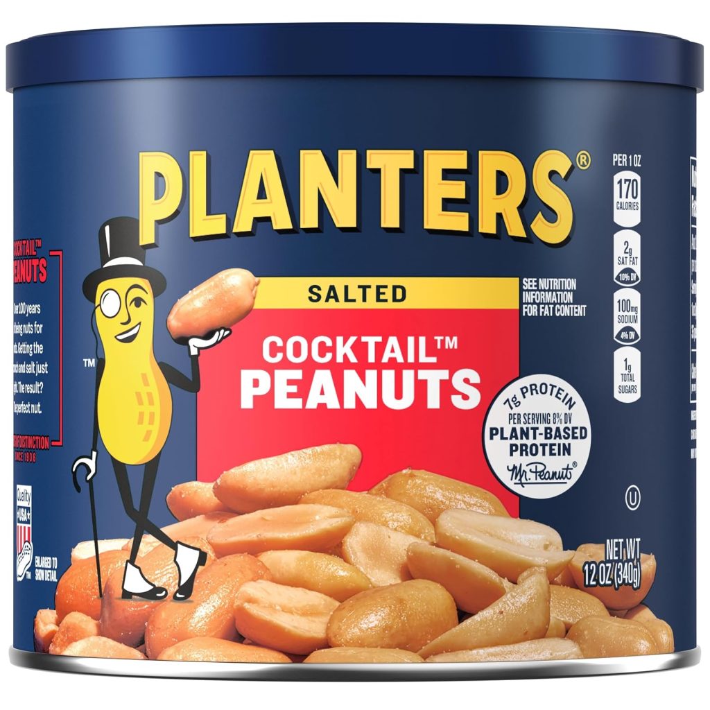 PLANTERS Salted Peanuts, Plant Based Protein Snacks, 12 Oz (1 Ct)