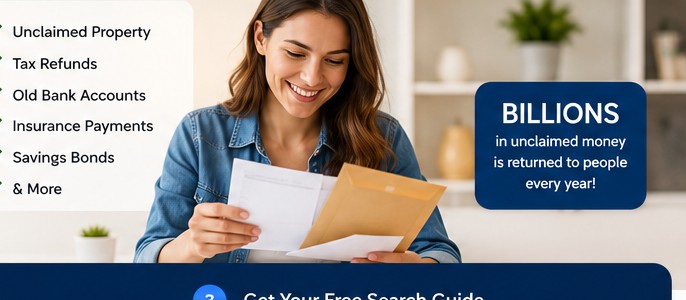 Person reviewing letters and possible forgotten funds