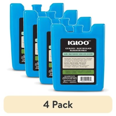 Deal Alert: (4 pack) Igloo MaxCold Small Ice Freeze Block, Blue, Best Used for On-the-Go Snacks and Lunches to Keep Food Cool