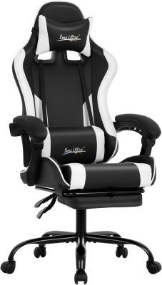 Deal Alert: Gaming Chair Office Chair Desk Chair with Footrest Lumbar Support Headrest Armrest Task Rolling Swivel Ergonomic E-Sports Adjustable PC Gamer Chair (White)