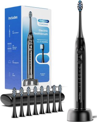 Deal Alert: Onlyone Electric Toothbrush for Adults, Rechargeable Electric Toothbrush with 8 Brush Heads, Travel Case, Charging Base & Wireless Charging – 5 Modes with Smart Timer