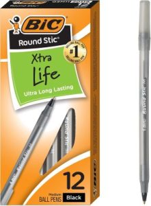 Deal Alert: BIC Round Stic Xtra Life Black Ballpoint Pens, 12-Count, 1.0mm Medium Point | Xtra Life Ink for Extended Writing, Flexible Round Barrel for Comfort, No. 1 Selling Ballpoint Pens, Bulk Pack of Pens