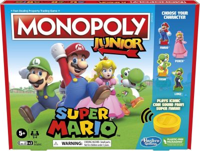 Deal Alert: Monopoly Junior Super Mario Edition Board Game, Fun Kids’ Ages 5 and Up, Explore The Mushroom Kingdom as Mario, Peach, Yoshi, or Luigi (Amazon Exclusive)