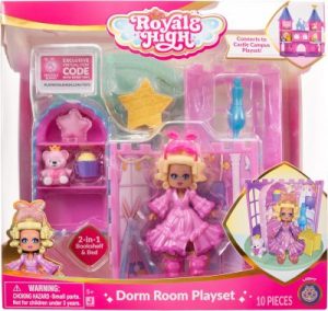 Deal Alert: Royale High Dorm Room Playset – 1 Doll, 5 Accessories – Fits Inside Castle Playset – Virtual Item Code Included – Ages 5+