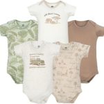 Deal Alert: Hudson Baby Infant Boys Cotton Bodysuits 5-Pack, Beige Safari, Newborn