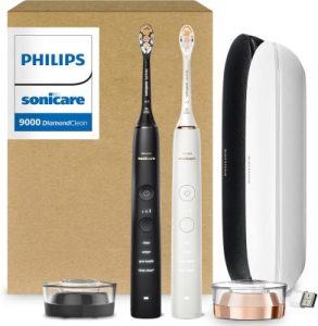 Deal Alert: Philips Sonicare DiamondClean 9000 Electric Toothbrush Bundle, HX9912/71 | 2000% More Plaque Removal¹, Visual Pressure Sensor, 12 Brush Settings, App Connected, 14-Day Battery, Black & Rose Gold, 2PK
