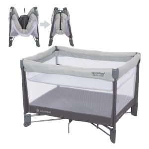 Deal Alert: Baby Trend Comet One Hand Quick-Fold Playard with Hanging Bassinet, Desert Grey