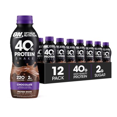 Deal Alert: Optimum Nutrition 40g Protein Shake, Chocolate, 14 Fl Oz, 12 Ct | Naturally Flavored, On The Go Complete Protein Drink, Supports Muscle Recovery, 40g of Protein per Serving, Gluten Free