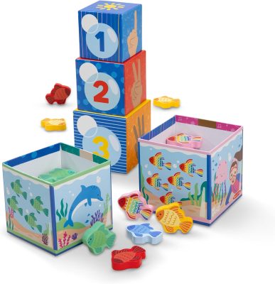 Deal Alert: Melissa & Doug Ms. Rachel Sort & Count Nesting Wooden Blocks Toy | 5 Cardboard Nesting Blocks, 15 Wooden Fish, Practice Counting, Sorting & Stacking, Montessori Inspired Toddler Toys, Ages 2+