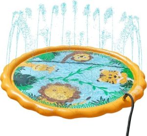 Deal Alert: SWIMLINE 68 Inch Sprinkler Mat and Splash Play Mini Pool Outdoor Water Toy Safari Adventure | for Kids and Family Fun | Exciting Backyard Water Action | Attaches to standard garden hose, extra shallow design, UV-resistant vinyl with patch kit, rolls up for easy storage