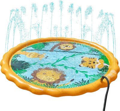 Deal Alert: SWIMLINE 68 Inch Sprinkler Mat and Splash Play Mini Pool Outdoor Water Toy Safari Adventure | for Kids and Family Fun | Exciting Backyard Water Action | Attaches to standard garden hose, extra shallow design, UV-resistant vinyl with patch kit, rolls up for easy storage