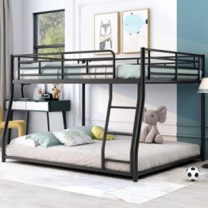 Deal Alert: Euroco Metal Full XL over Queen Bunk Bed, Floor Bed with Ladder, Black