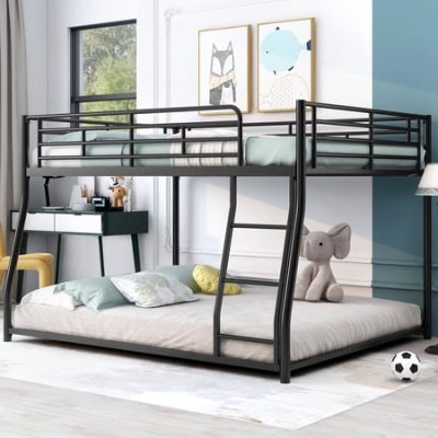 Deal Alert: Euroco Metal Full XL over Queen Bunk Bed, Floor Bed with Ladder, Black
