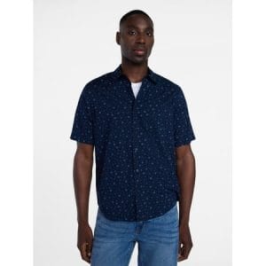 George Men's & Big Men's Modern Fit Poplin Button Up Shirt with Short