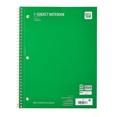 Deal Alert: Pen+Gear College Ruled 1-Subject Notebook, 8″ x 10.5″, Green, 70 Sheets
