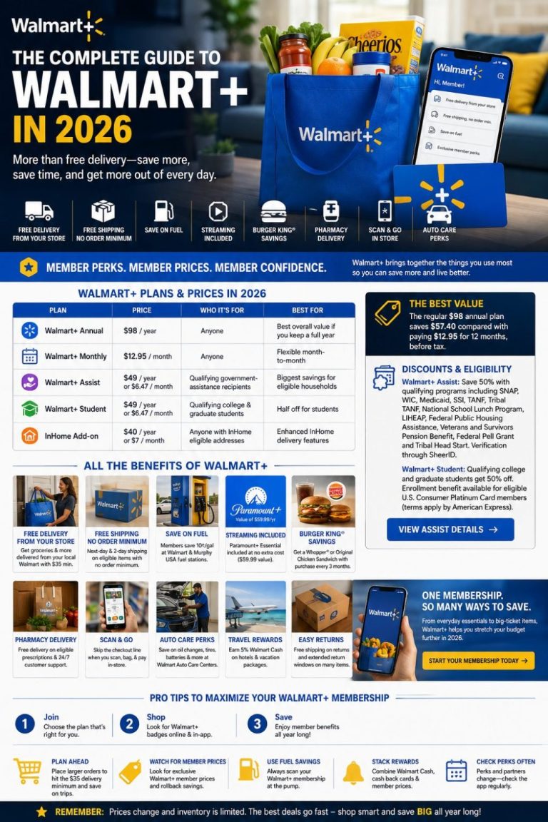 Walmart+ in 2026: Complete Guide to Benefits, Prices & Ways to Save