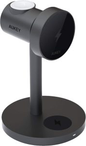 Aukey – MagFusion Magnetic Wireless Charging Station (Qi 2.0, 15W, 3-in-1) – Gray — deal at Best Buy