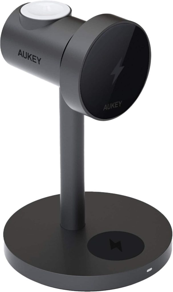 Aukey – MagFusion Magnetic Wireless Charging Station (Qi 2.0, 15W, 3-in-1) – Gray — deal at Best Buy