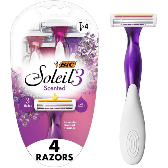 BIC Soleil 3 Scented Women's 3-Blade Disposable Scented Razors, 4 Count