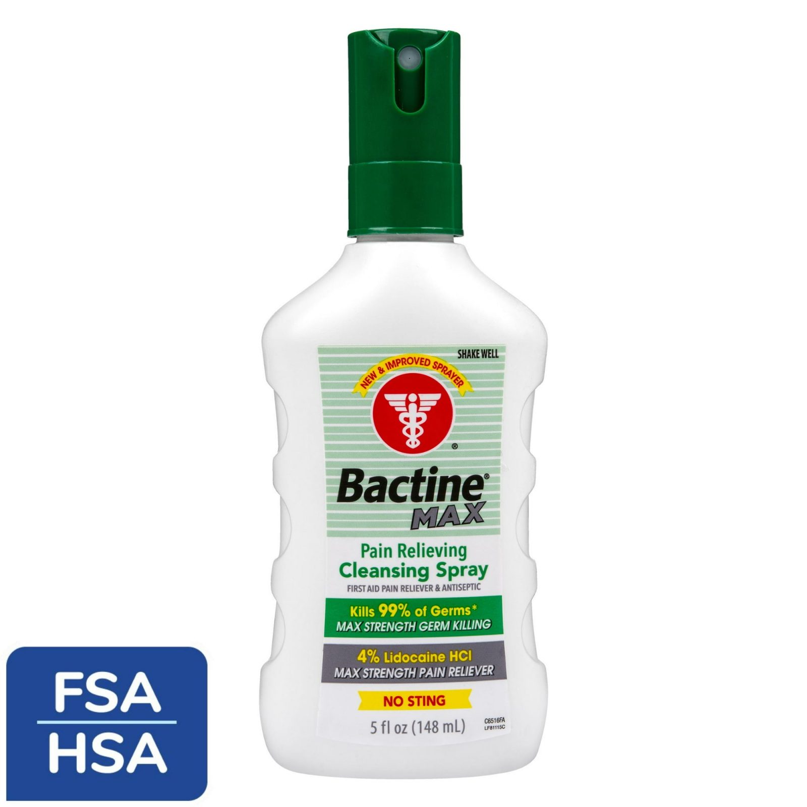 Bactine Max First Aid Antiseptic Pain Relief Spray with 4% Lidocaine, 5 fl oz