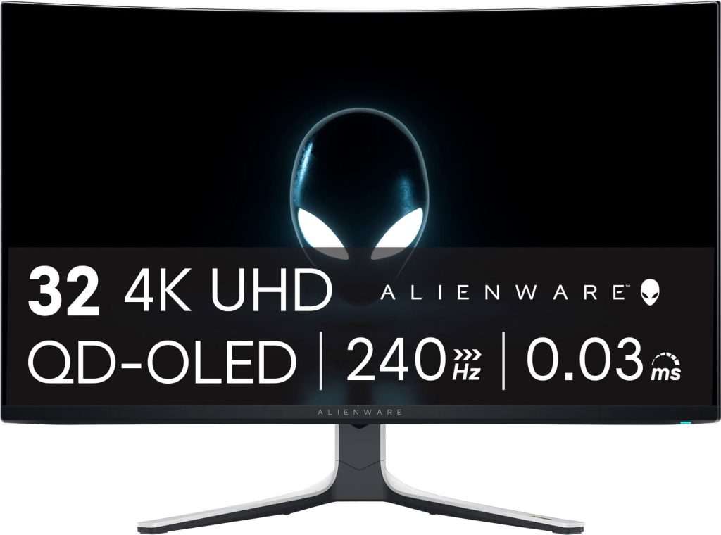 Alienware - AW3225QF 32" QD-OLED Curved 4K UHD 240Hz 0.03-ms G-SYNC Compatible Gaming Monitor with HDR (HDMI, DisplayPort. USB) - Lunar Light