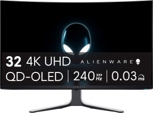 Alienware – AW3225QF 32″ QD-OLED Curved 4K UHD 240Hz 0.03-ms G-SYNC Compatible Gaming Monitor with HDR (HDMI, DisplayPort. USB) – Lunar Light — deal at Best Buy