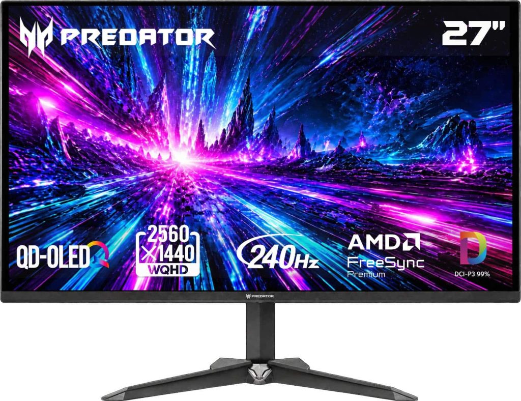 Acer - Predator 27" QD-OLED QHD 240Hz 0.03ms FreeSync Premium Gaming Monitor with HDR (DisplayPort, HDMI) - Black