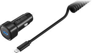 Insignia™ – 20W 4 ft. Car Charger Kit for Apple iPhone, iPad and iPod – Black — deal at Best Buy